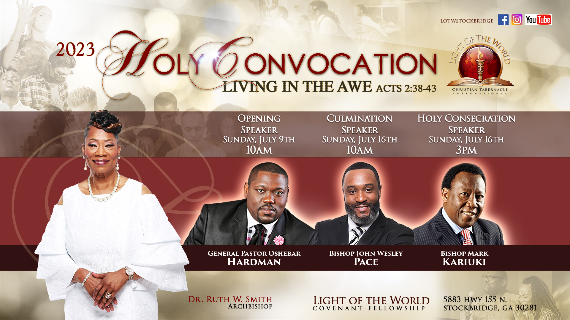 Opening, Culmination, and Consecration speakers flyer