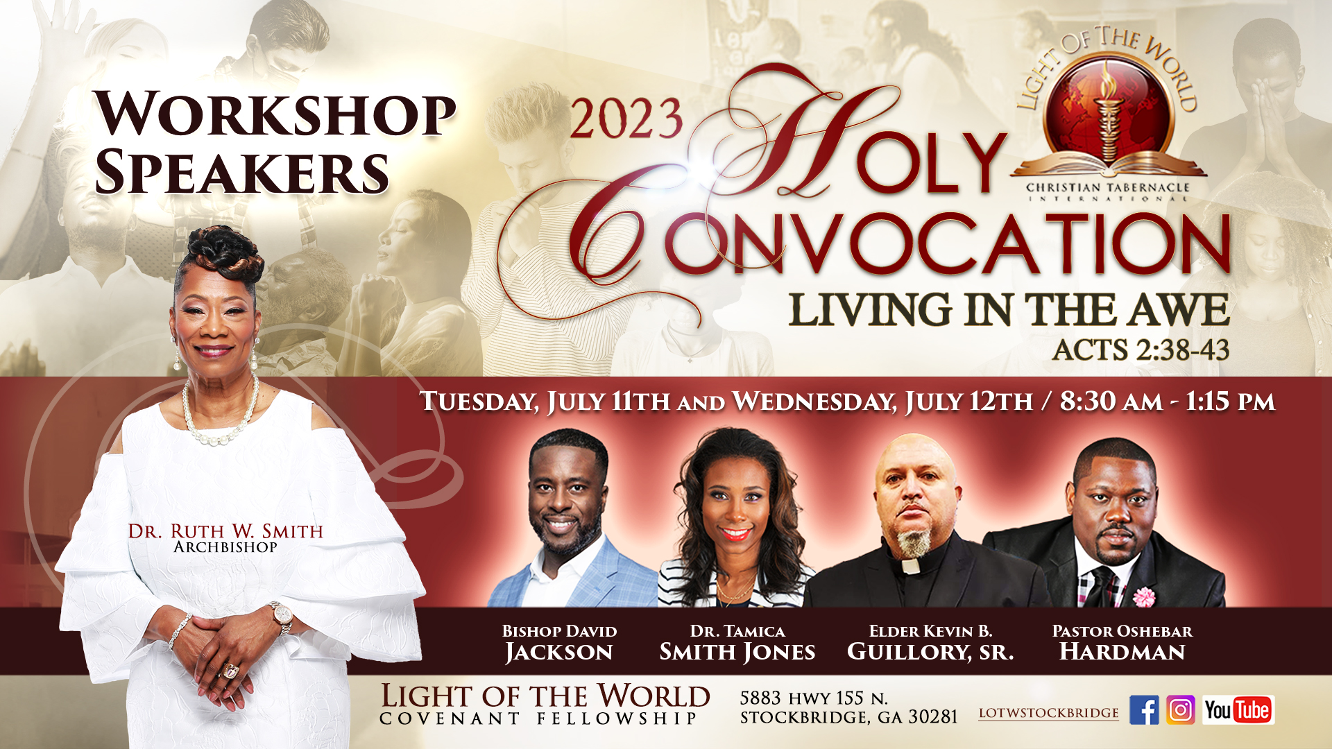 2023 Holy Convocation Tuesday and Wednesday Workshop Speakers flyer