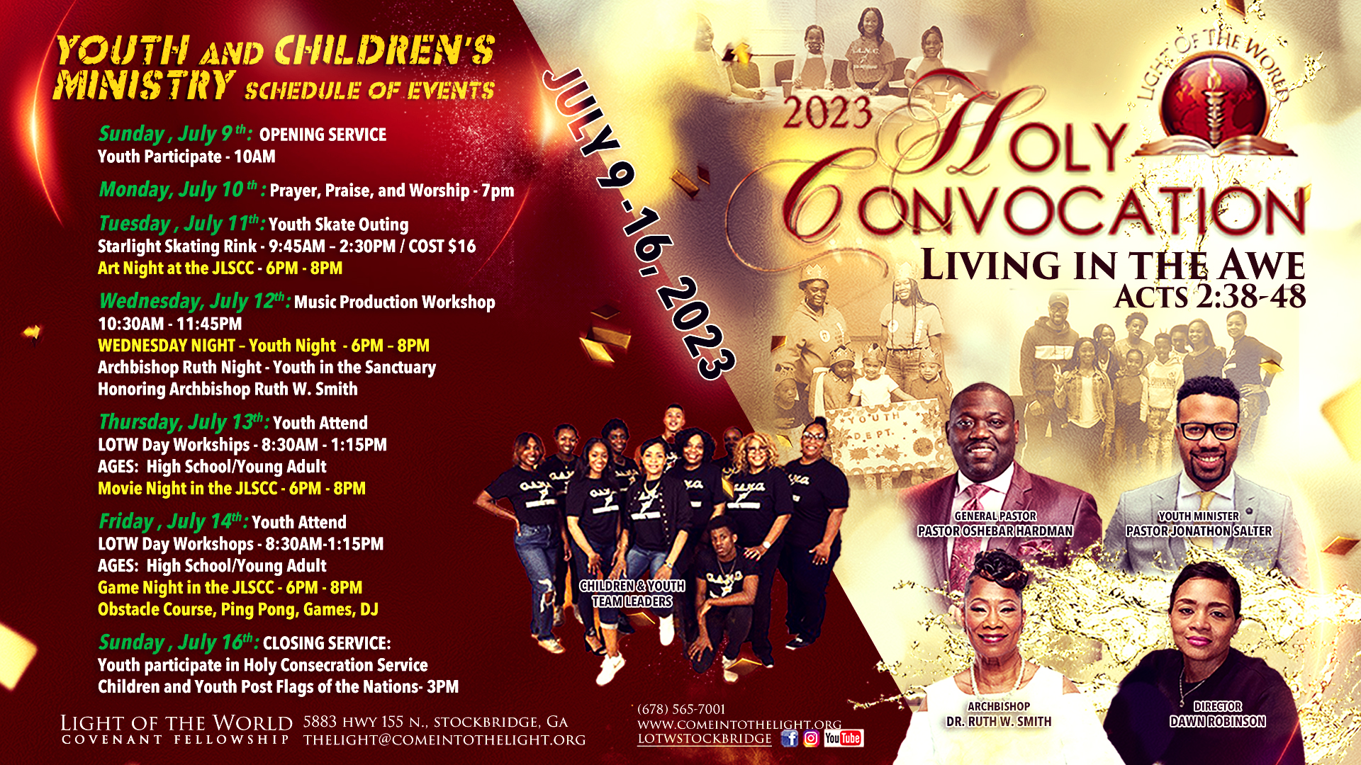 2023 Holy Convocation Youth and Children's Ministry Schedule of Events flyer